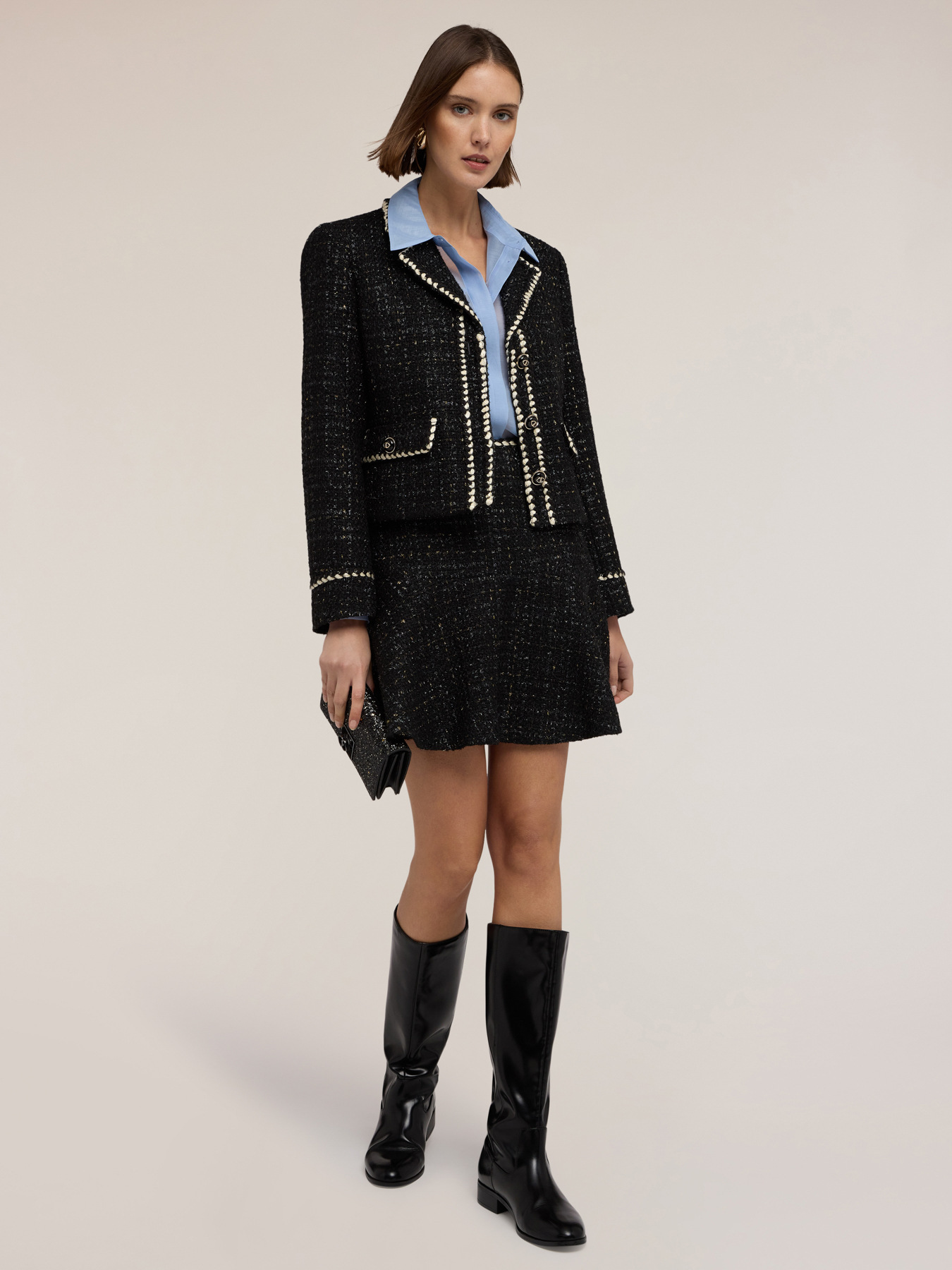 Boucl&eacute;-Jacke mit Bord&uuml;ren image number 2