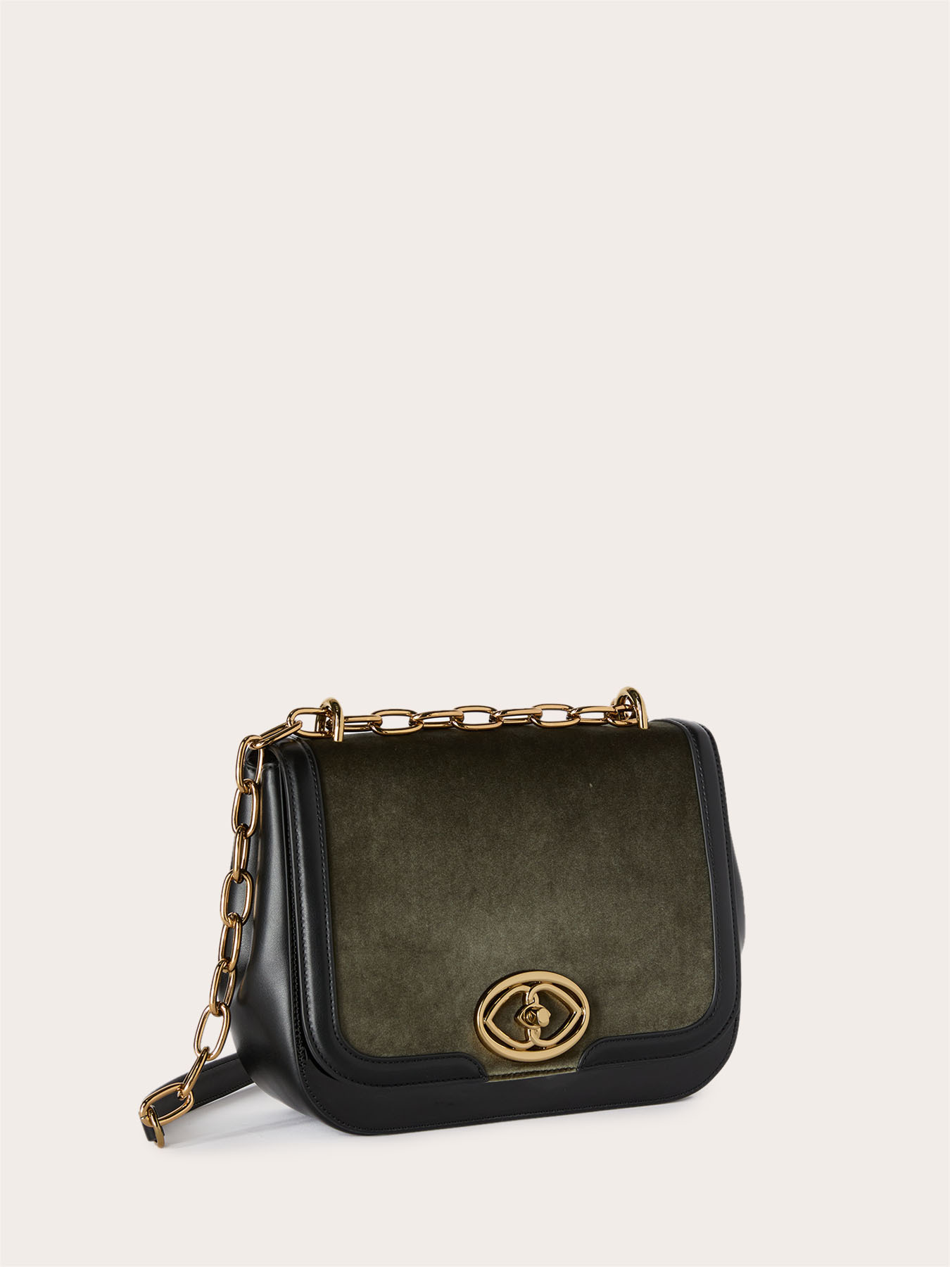 Umh&auml;ngetasche aus beschichtetem Stoff und Samt image number 3