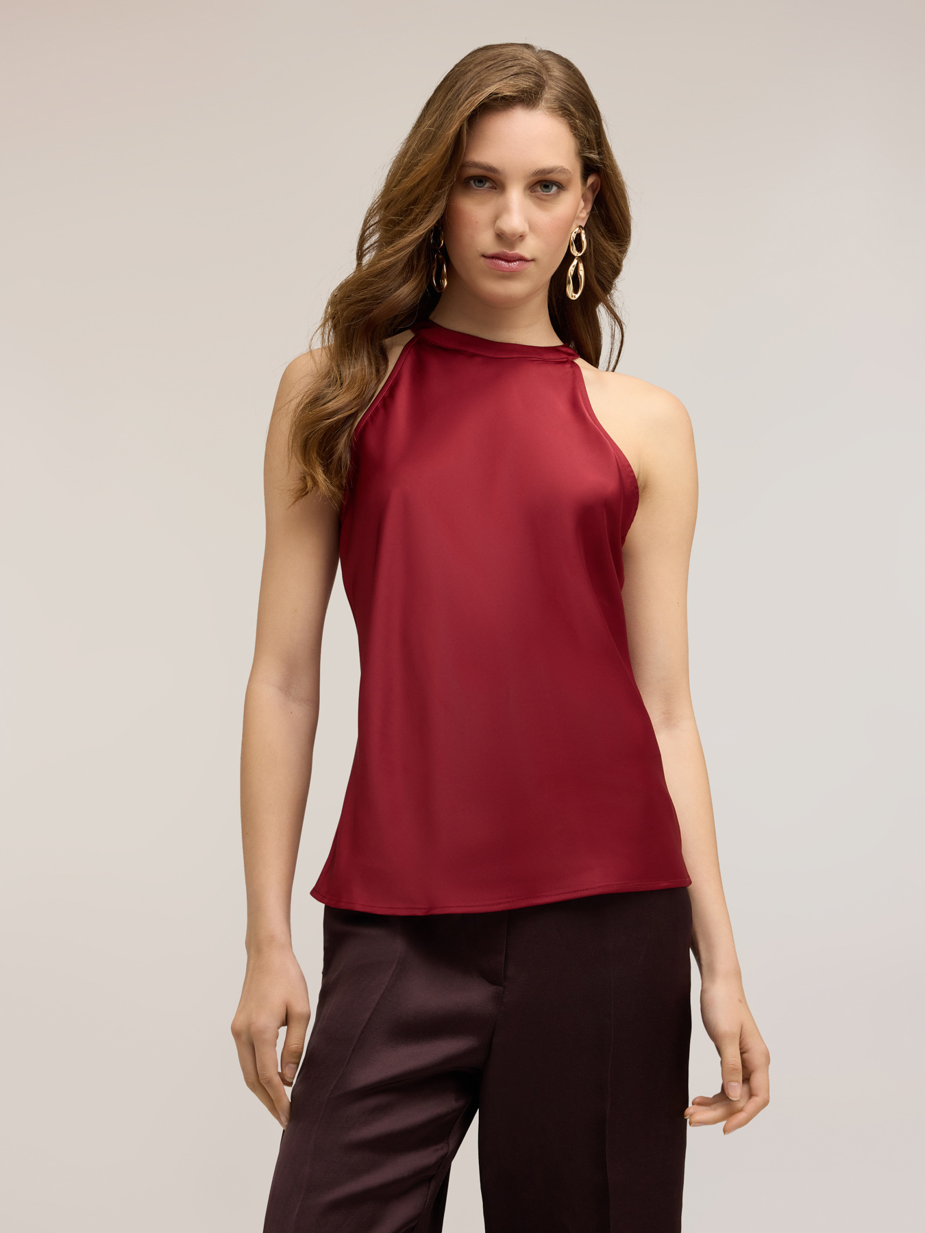 Satin top with back draping image number 3