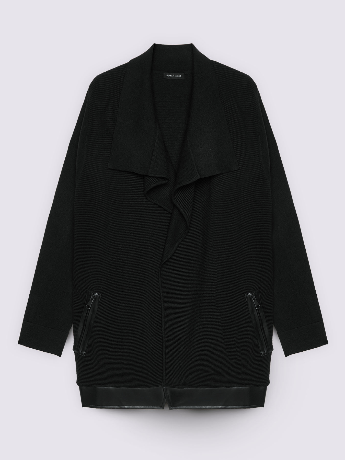 Cardigan with coated fabric details image number 4