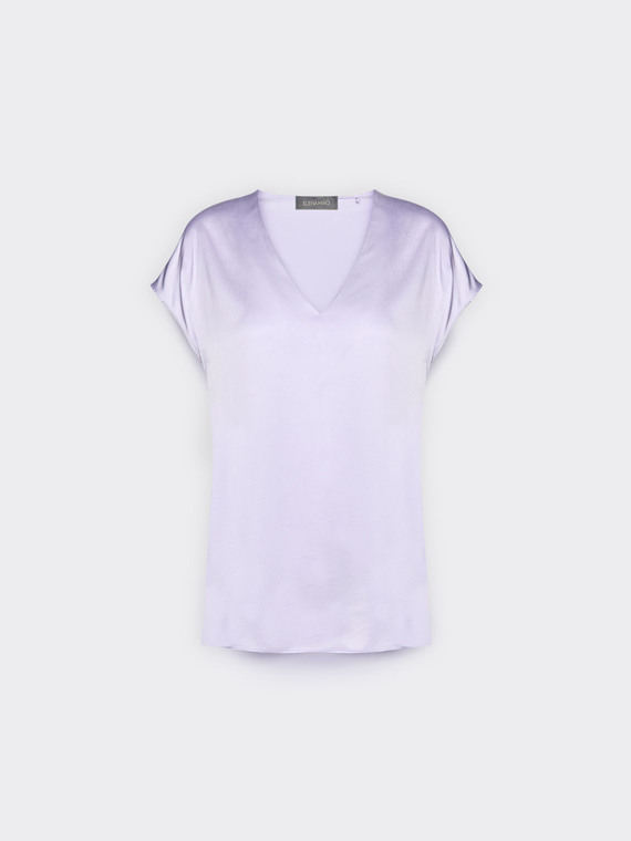 Satin-Bluse mit V-Ausschnitt