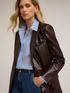 Single-breasted blazer in coated fabric image number 2