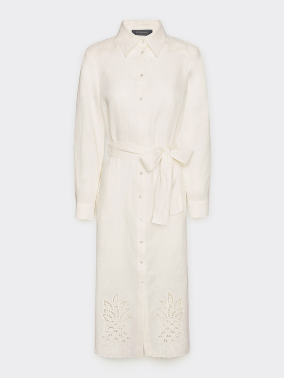 Linen dress with embroidered hem