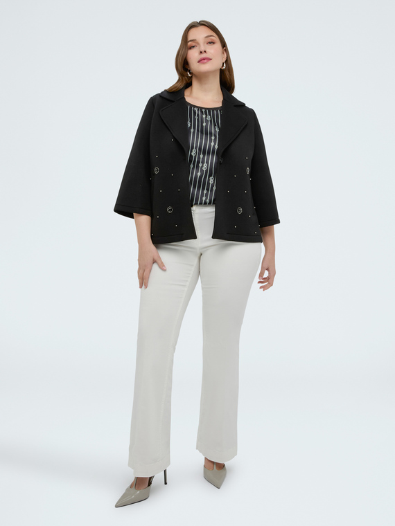 Manteau court en scuba double boutonnage