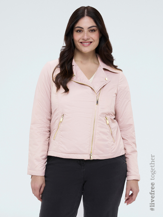 Biker-Daunenjacke mit asymmetrischem Verschluss