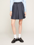 Short pleated denim-effect skirt image number 0