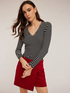 3D rib knit sweater with V-neck image number 0