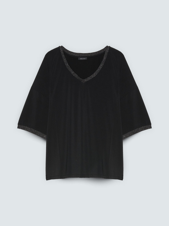 Jersey t-shirt with lurex trim