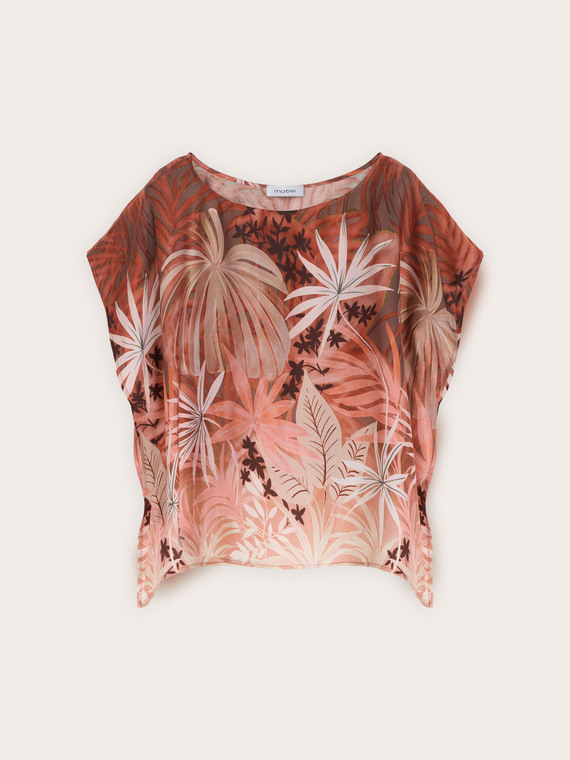 Kimono blouse in printed satin