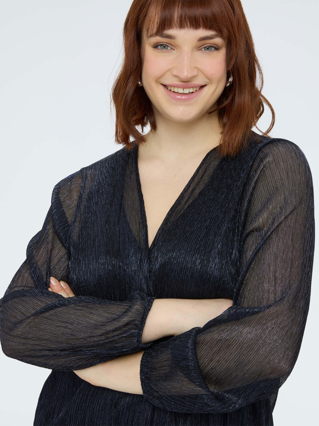 Pleated lurex cover-up cardigan image number 3