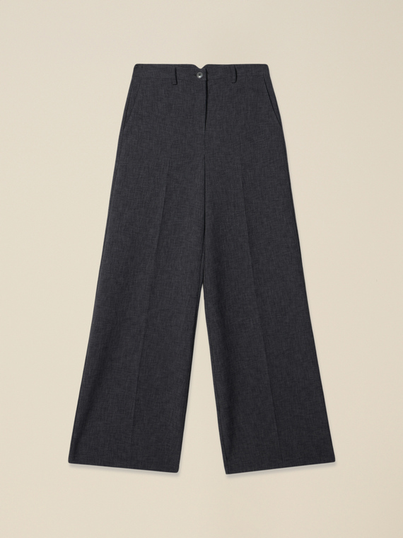 Pantaloni wide leg in flanella