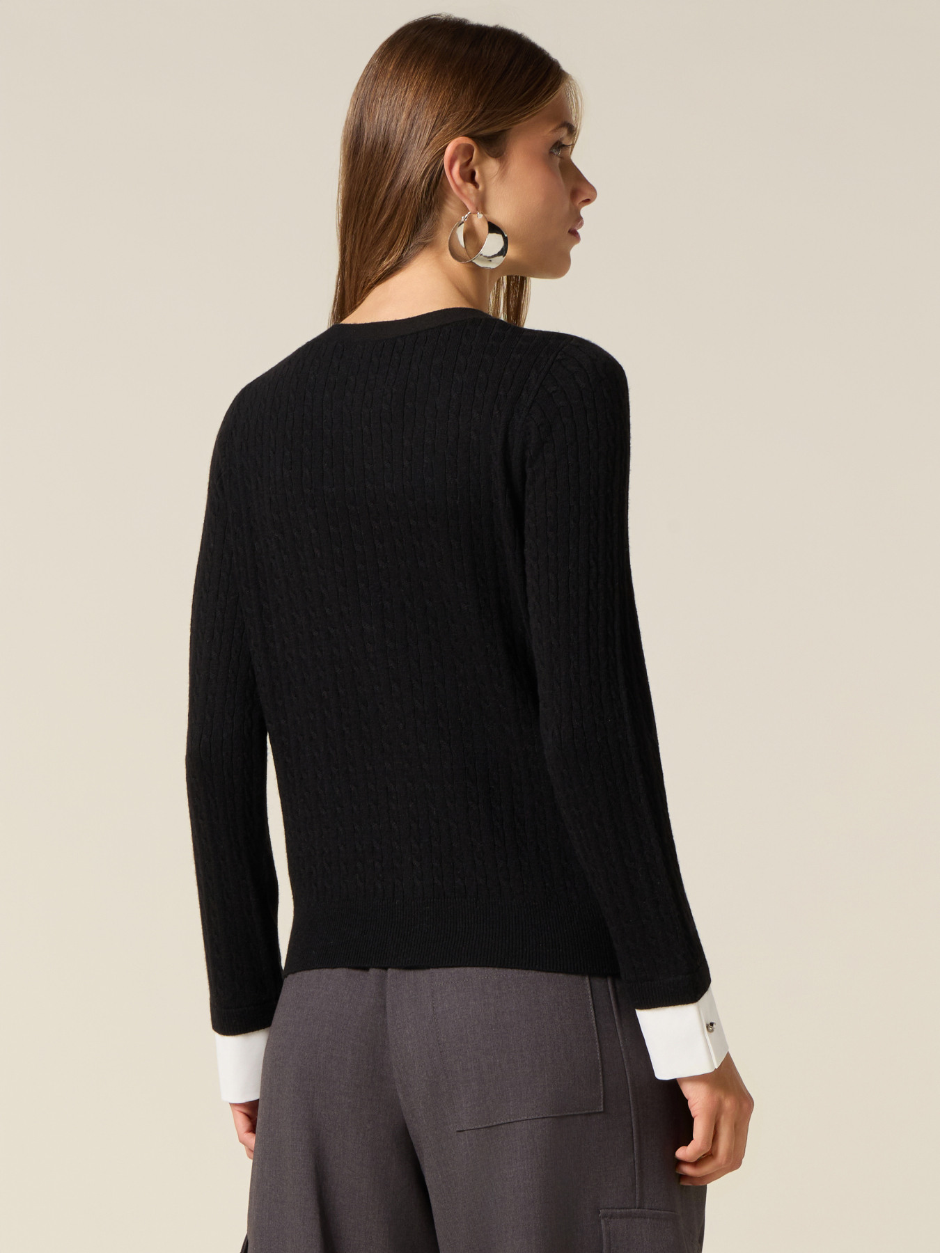 Cardigan corto misto cashmere con bottoni image number 1