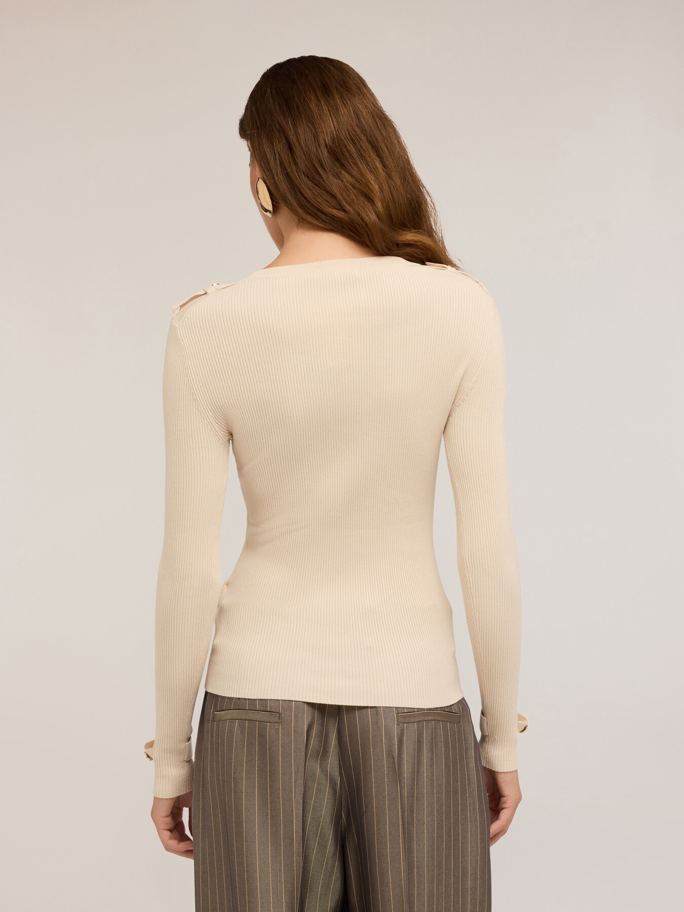 Ribbed sweater with epaulettes image number 1
