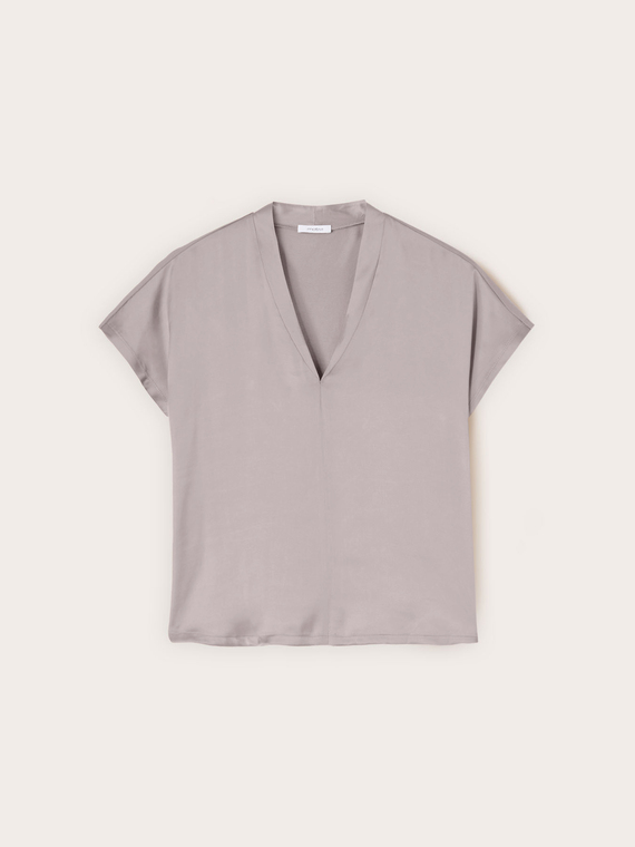 Tricou bimateric cu decolteu &icirc;n V