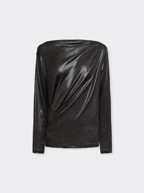 Camiseta de punto laminado drapeado