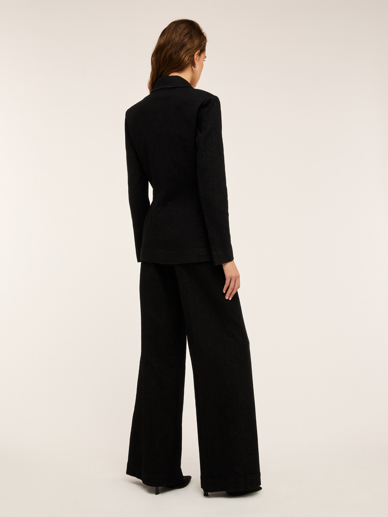 Double-breasted lurex denim blazer image number 1