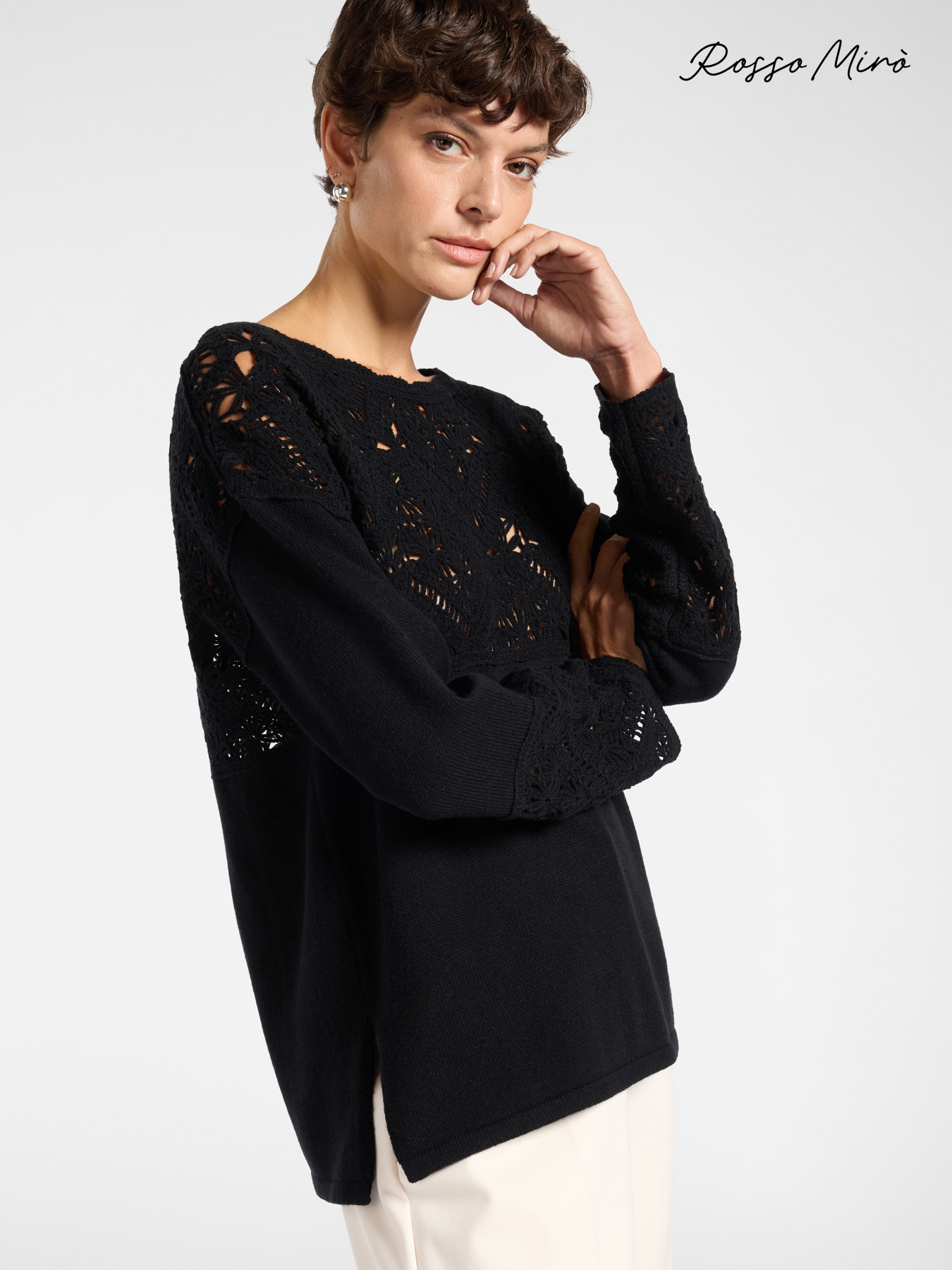 Sweater with lace inserts image number 0