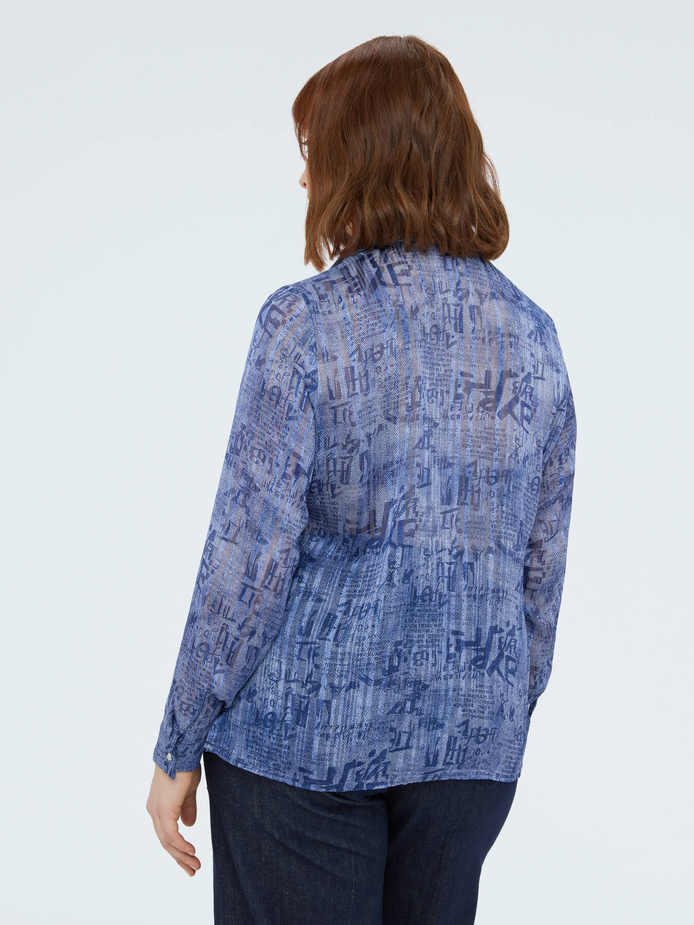 Camicia in creponne con stampa lettering image number 1