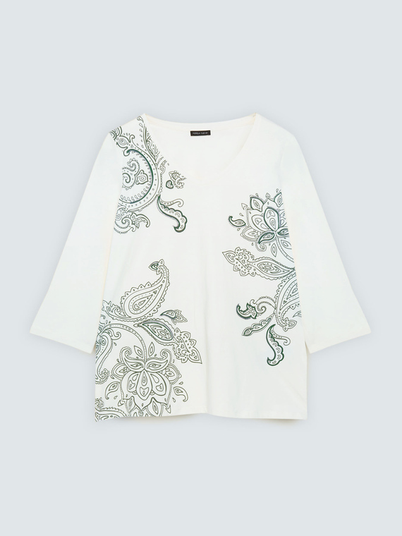 T-shirt en coton imprim&eacute; paisley