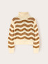 Heavy knit striped turtleneck sweater image number 4