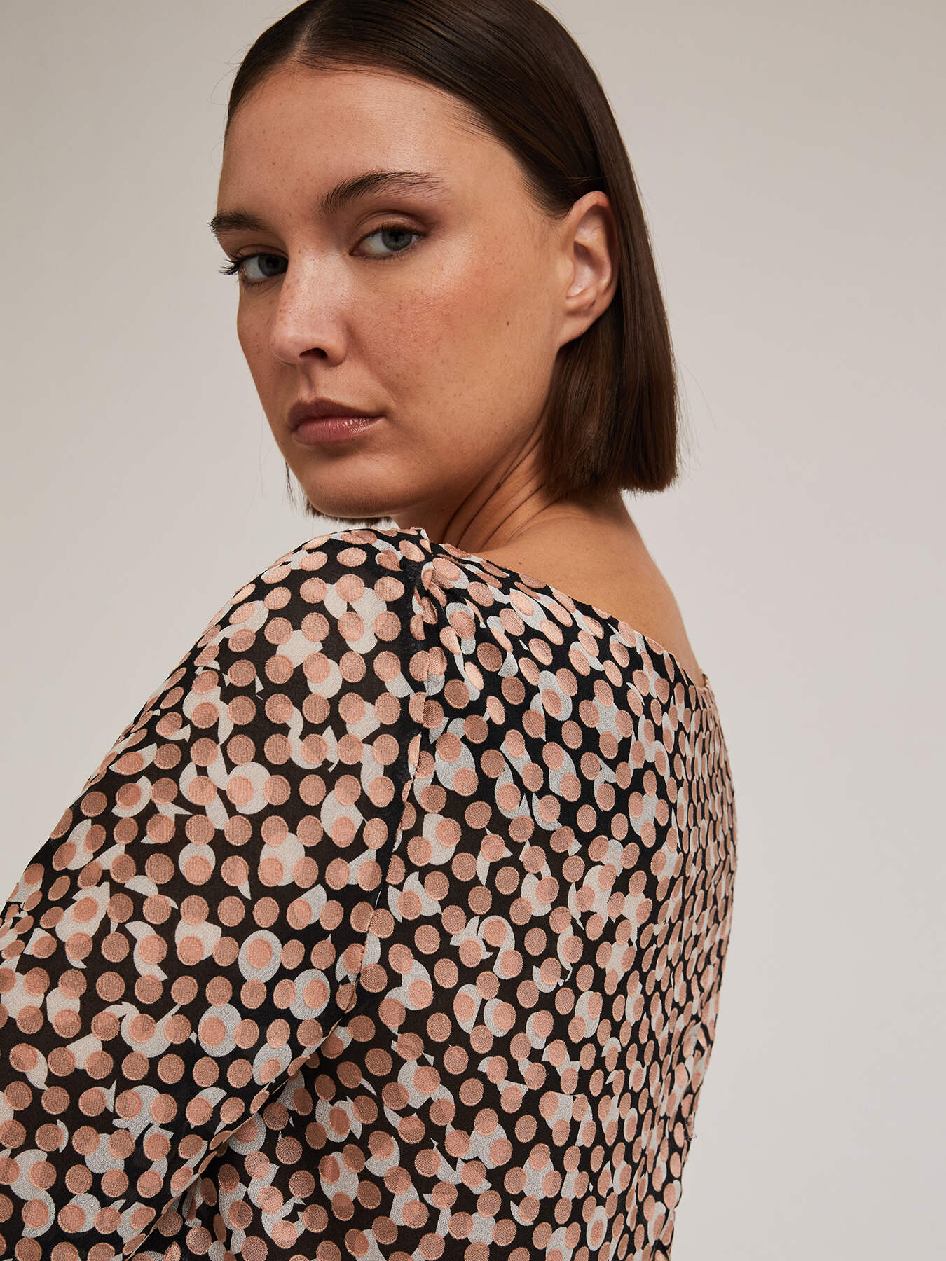 Blouse with devor&eacute; polka dot print image number 2