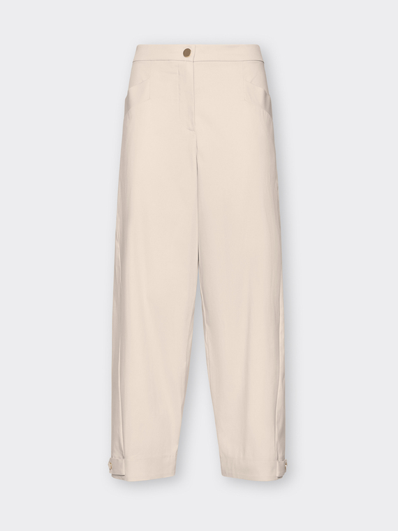 Pantaloni barrel con cinturini al fondo