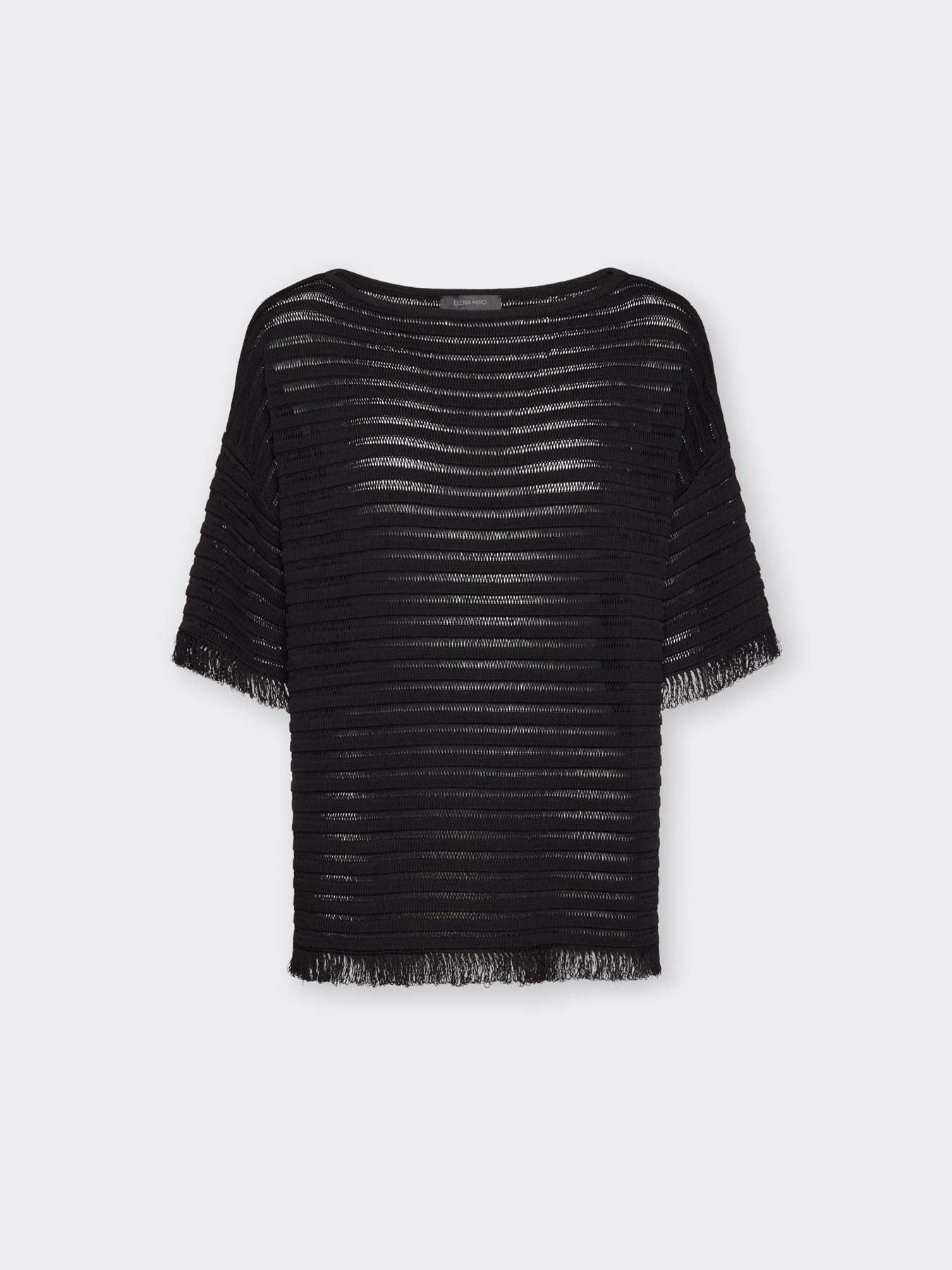 Striped perforated viscose blend top image number 4