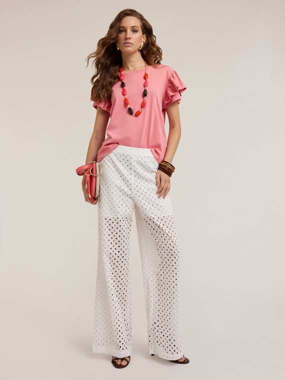 T-shirt with ruffle sleeves