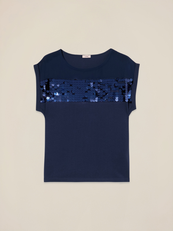 T-shirt bi-matière à paillettes