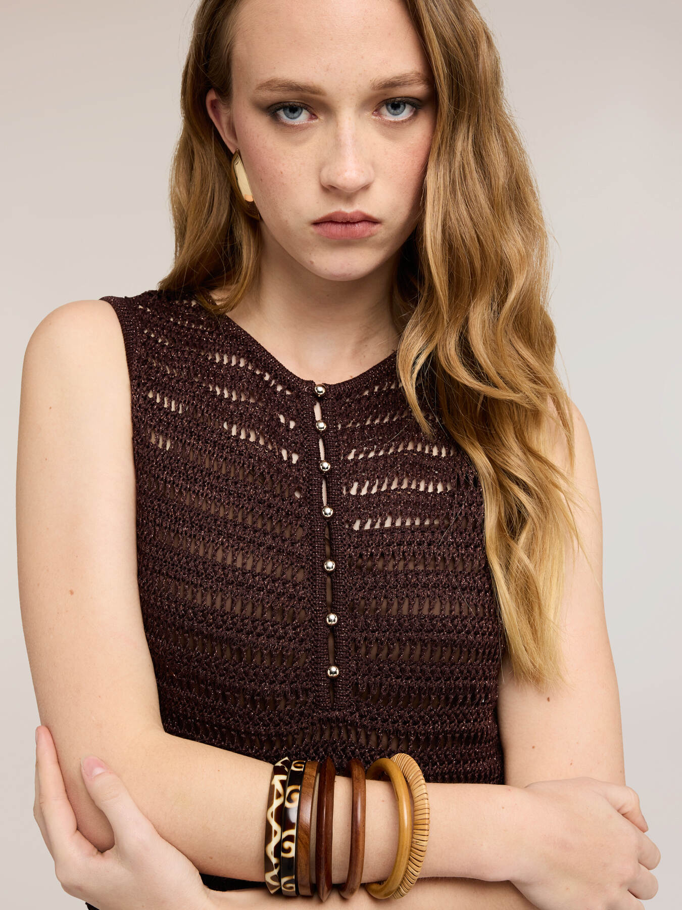 Crochet knit sheath dress image number 3