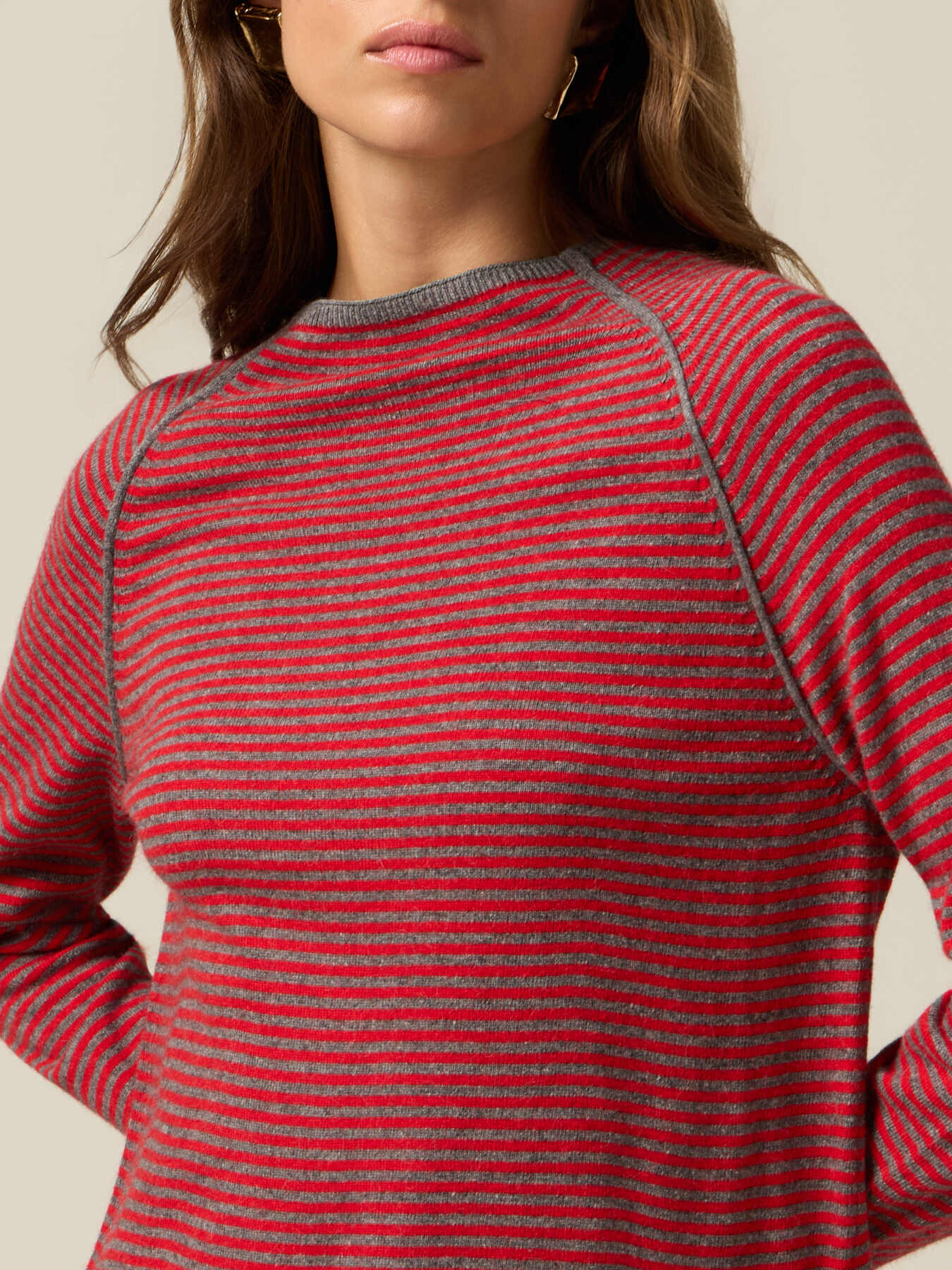 Maglia misto lana a righe con dettaglio bottoni image number 2