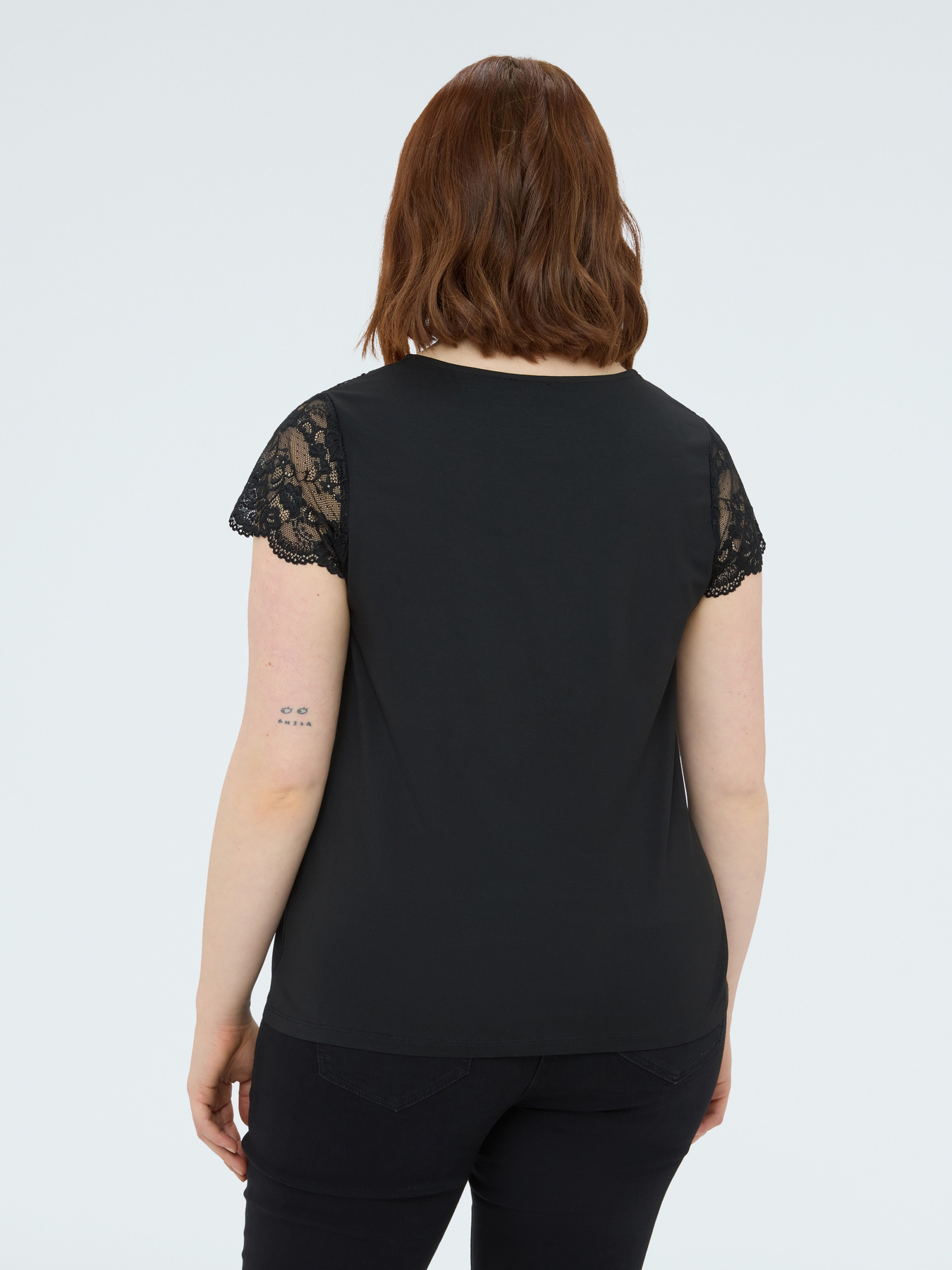 Jersey T-shirt with lace insert image number 1
