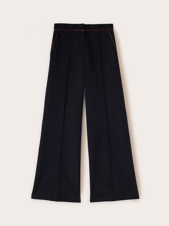 Jeans palazzo con piping
