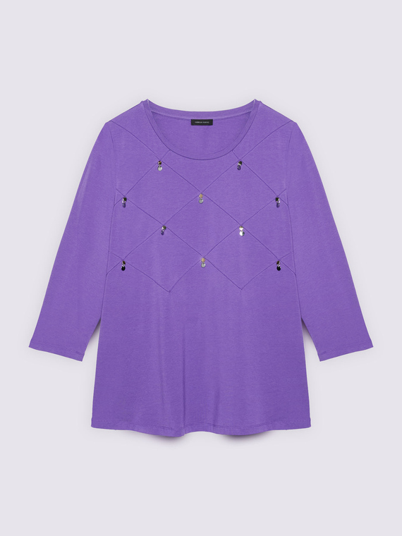 T-Shirt aus Baumwoll-Jersey mit Rautenverarbeitung