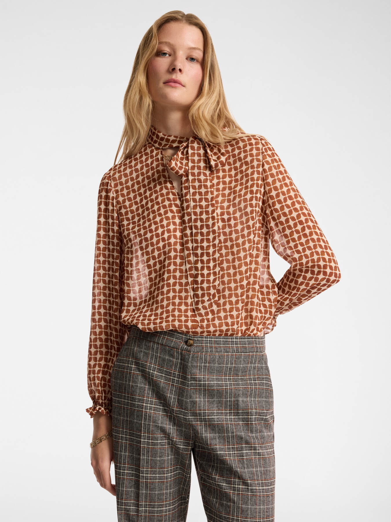 Printed blouse with sash image number 0