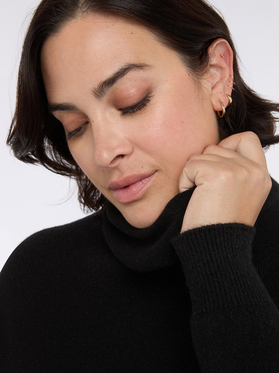 Pull col roulé long en mélange viscose