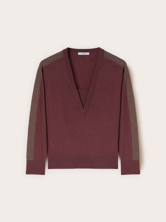 Pull décolleté en V en mélange de soie