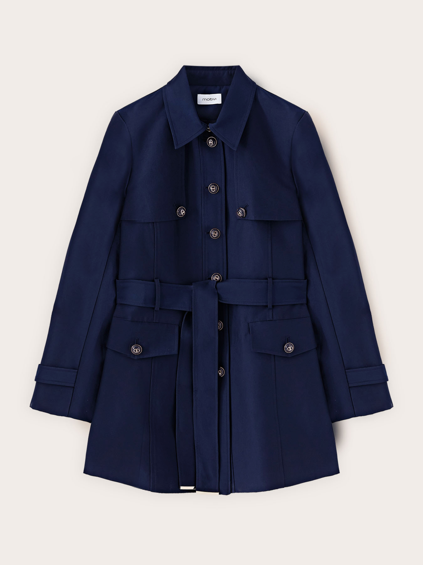 Mixed cotton trench coat with belt image number 4