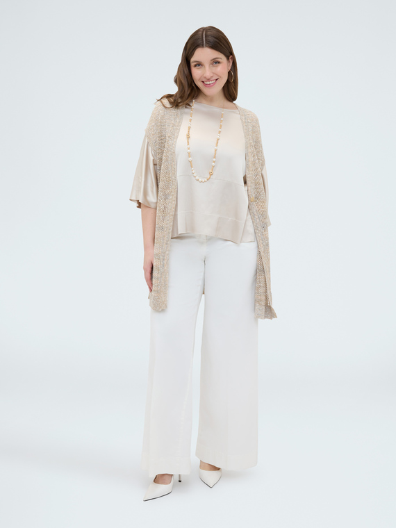 Maxi-Weste aus durchbrochener Strickware