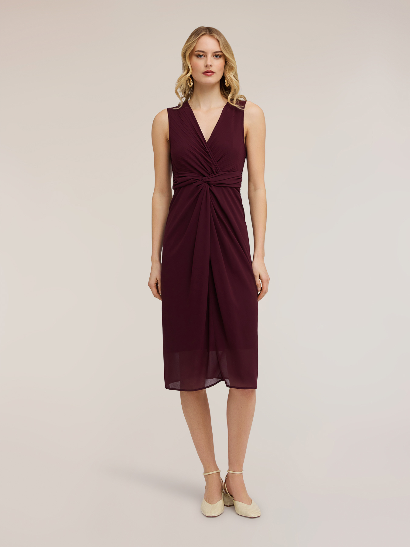Georgette sheath dress with draping image number 2