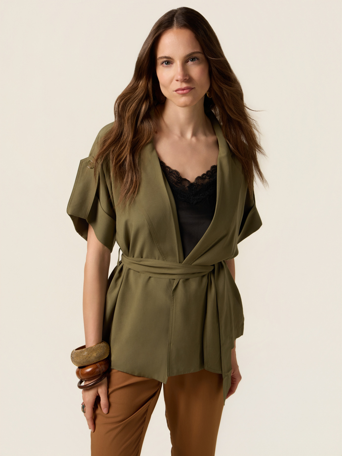 Kimono shirt with belt image number 0