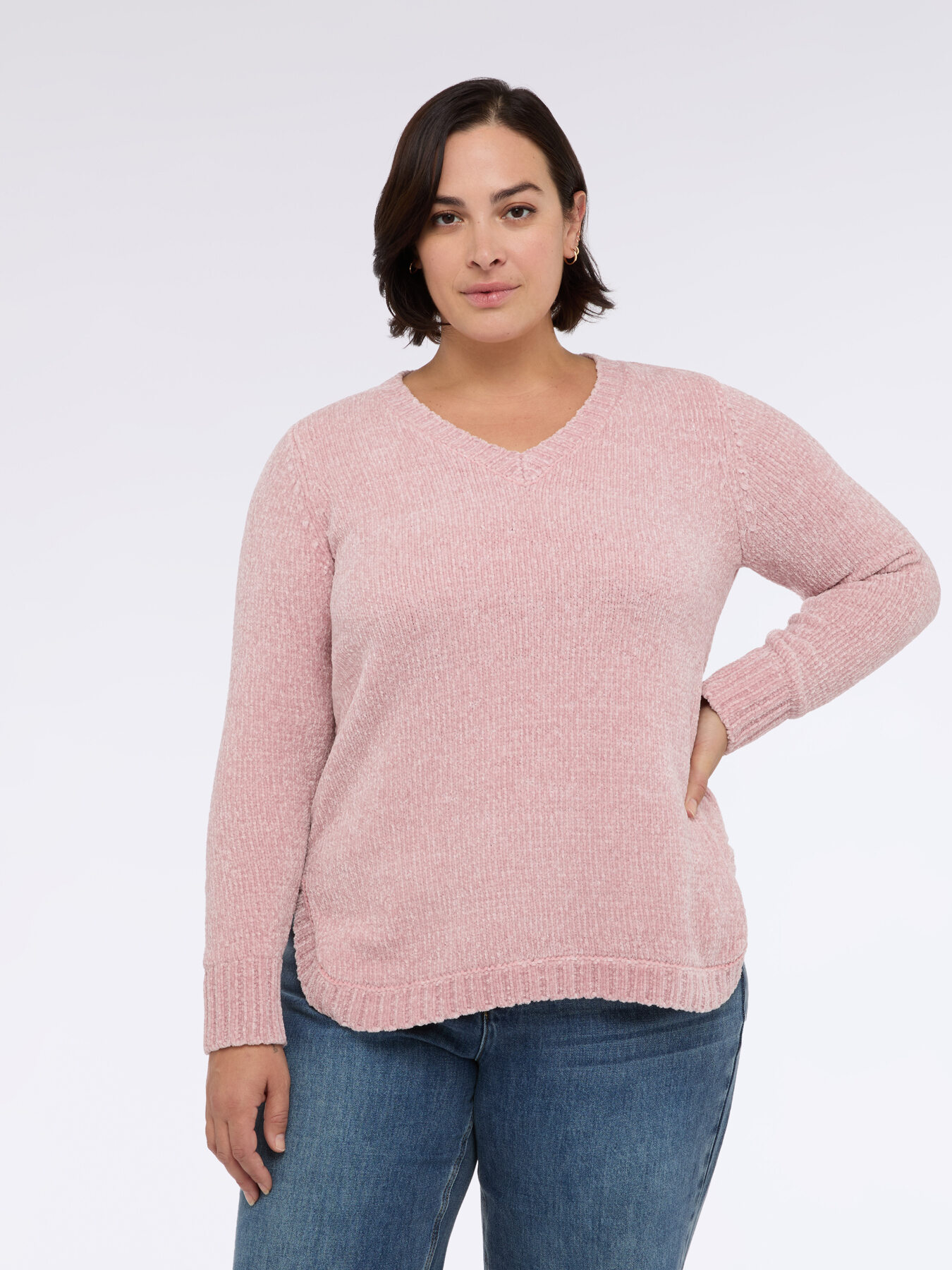 Jersey chenilla escote en V image number 2