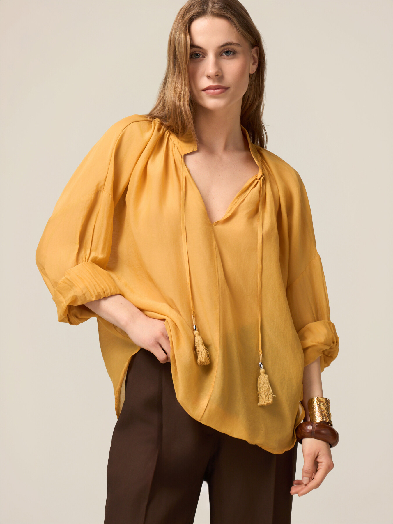 Silk blend muslin blouse image number 0
