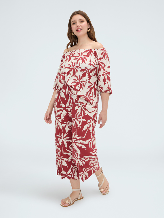Pantaloni cropped in viscosa con stampa