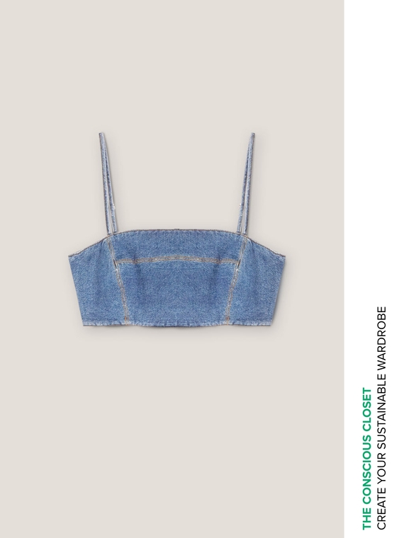 Short denim brassiere top