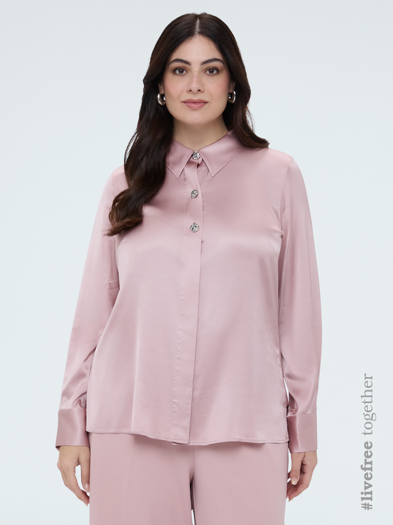 Satin shirt with jewel buttons image number 0