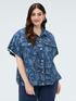 Jeanshemd mit Jacquard-Blattmuster image number 4