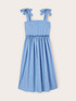 Ausgestelltes Kleid aus Popeline mit Schleifen und Volants image number 4