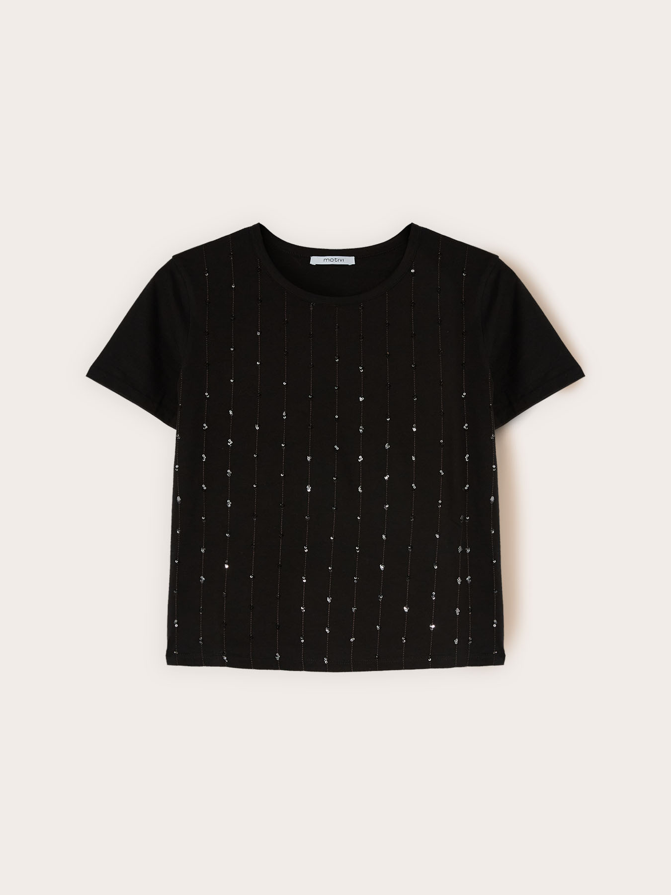 Tricou cu broderie din paiete image number 4