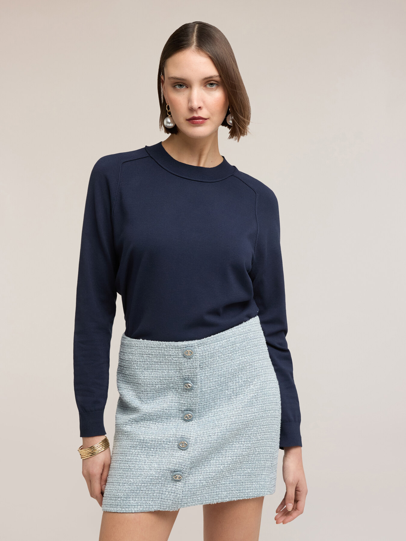 Crew neck sweater with bell sleeves image number 2